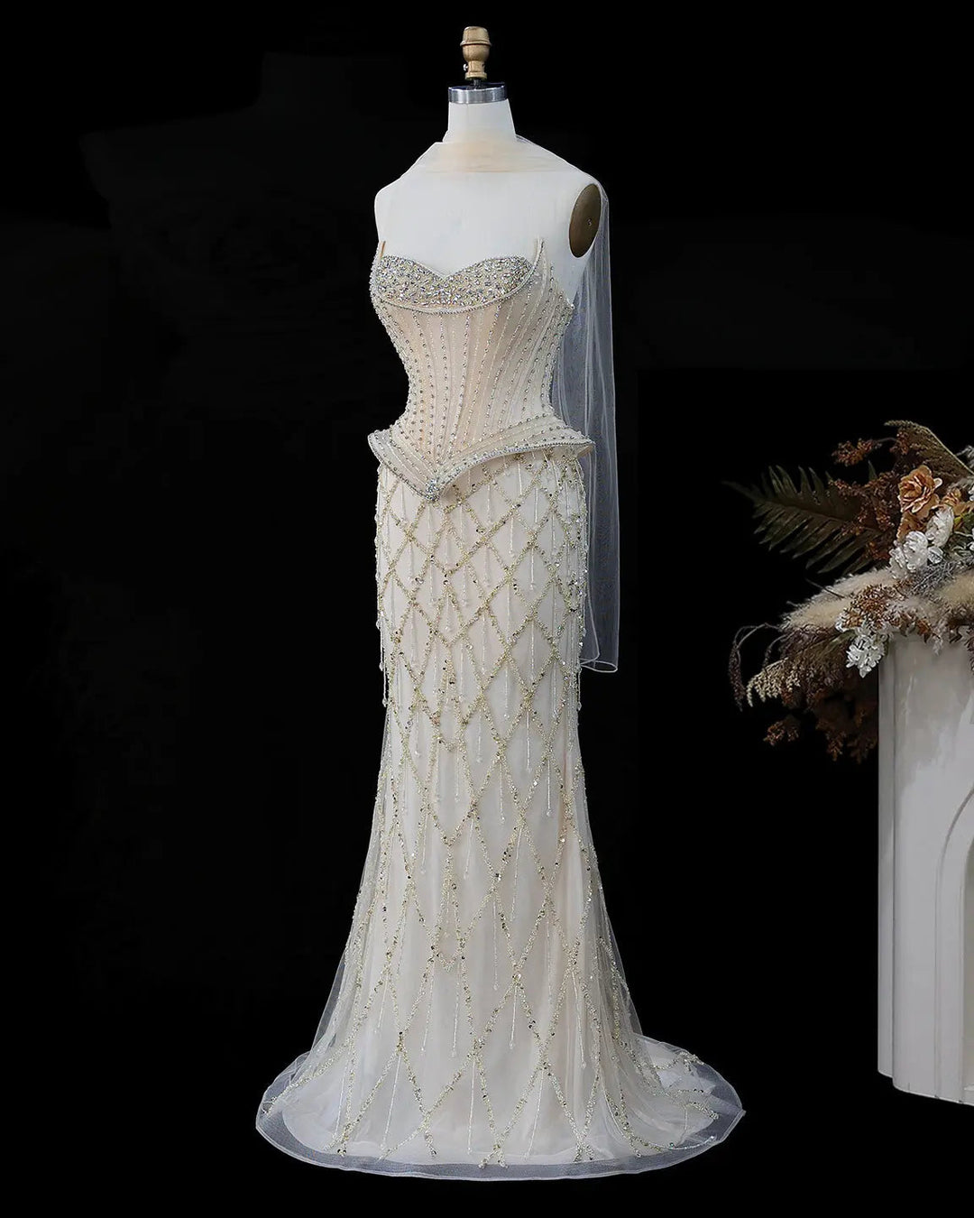 Dreamy Vow SS118 crystal beaded sweetheart corset column evening gown
