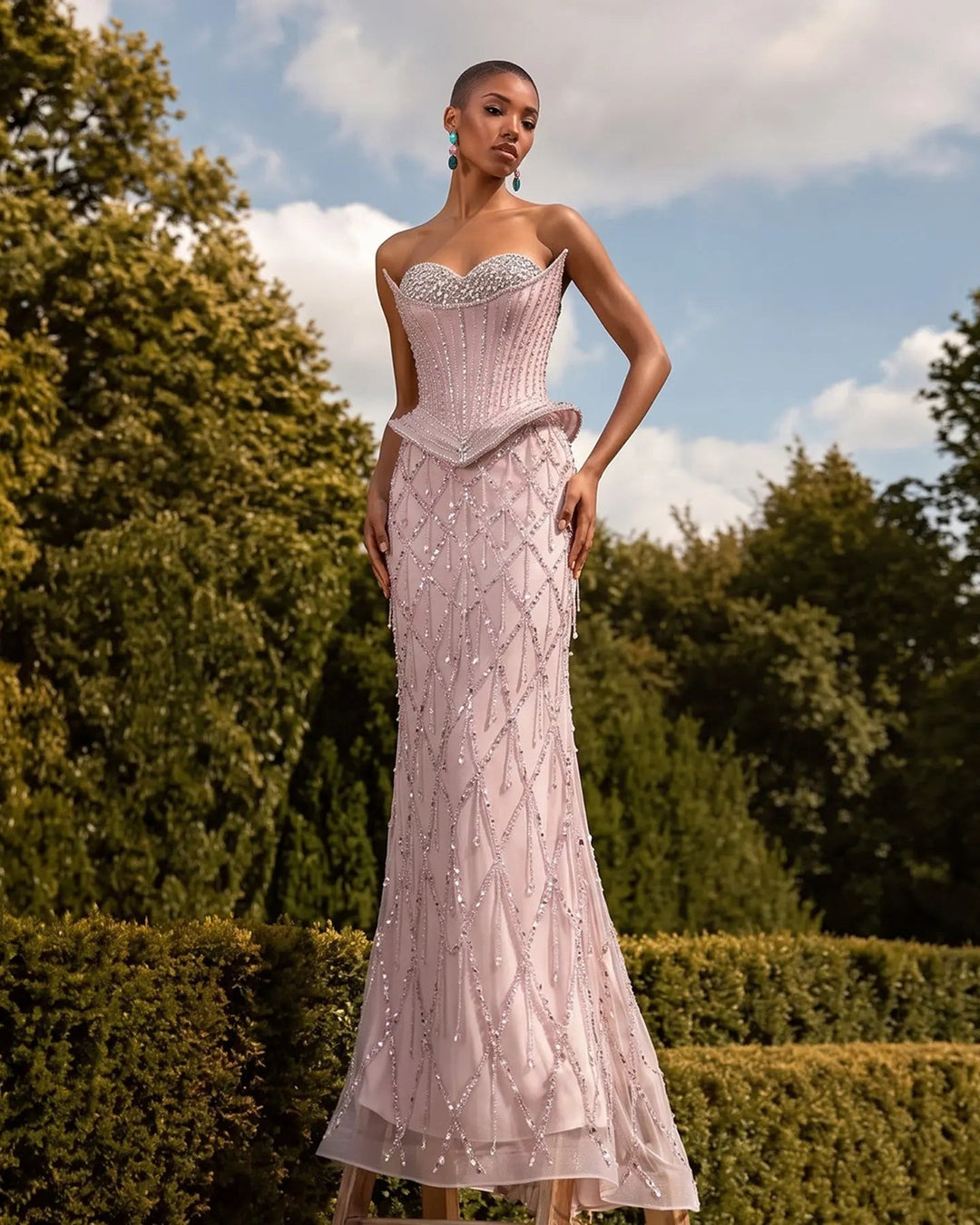 Dreamy Vow SS118 crystal beaded sweetheart corset column evening gown