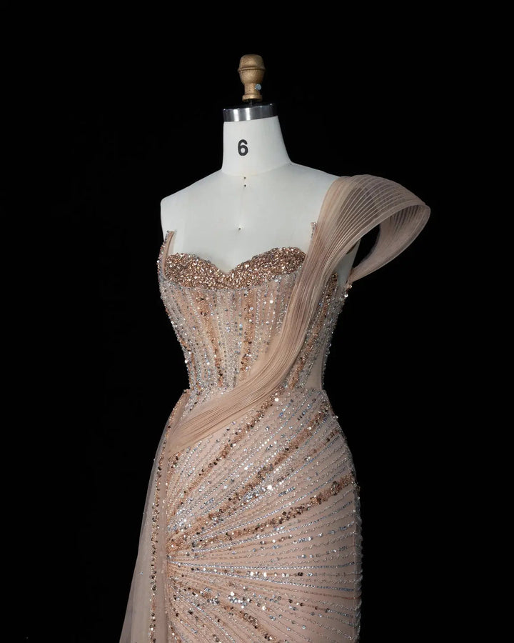 Dreamy Vow SS137 Champagne beaded evening gown, additional view 10