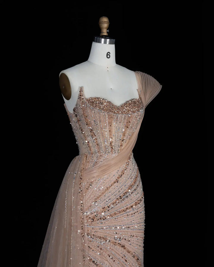 Dreamy Vow SS137 Champagne beaded evening gown, additional view 11