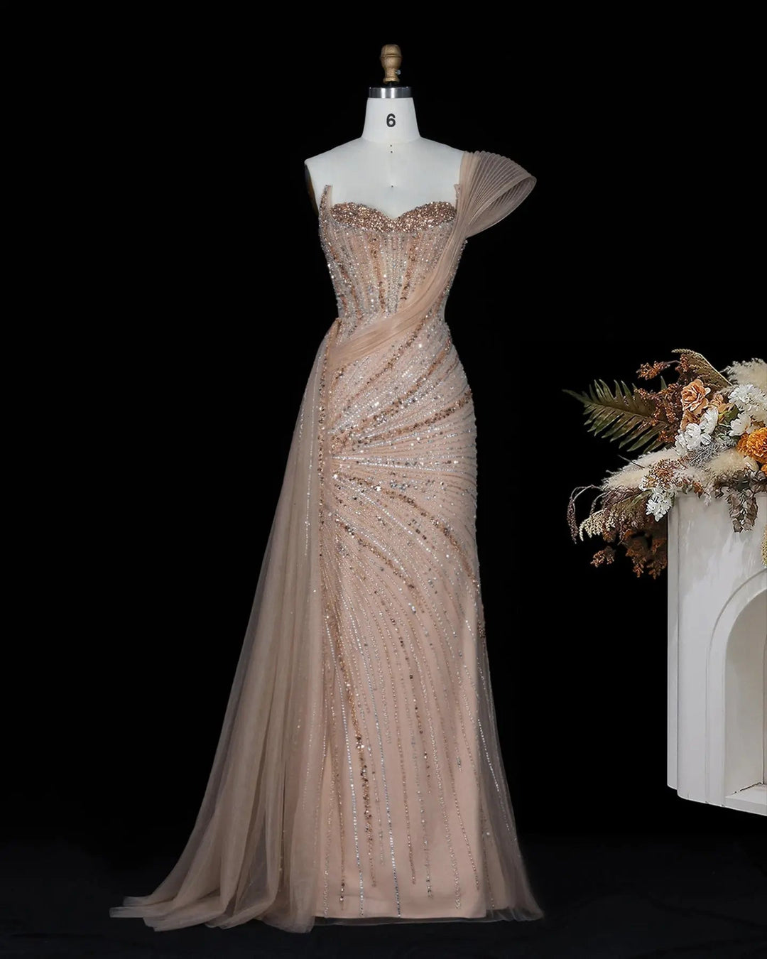 Dreamy Vow SS137 Champagne beaded evening gown, additional view 17