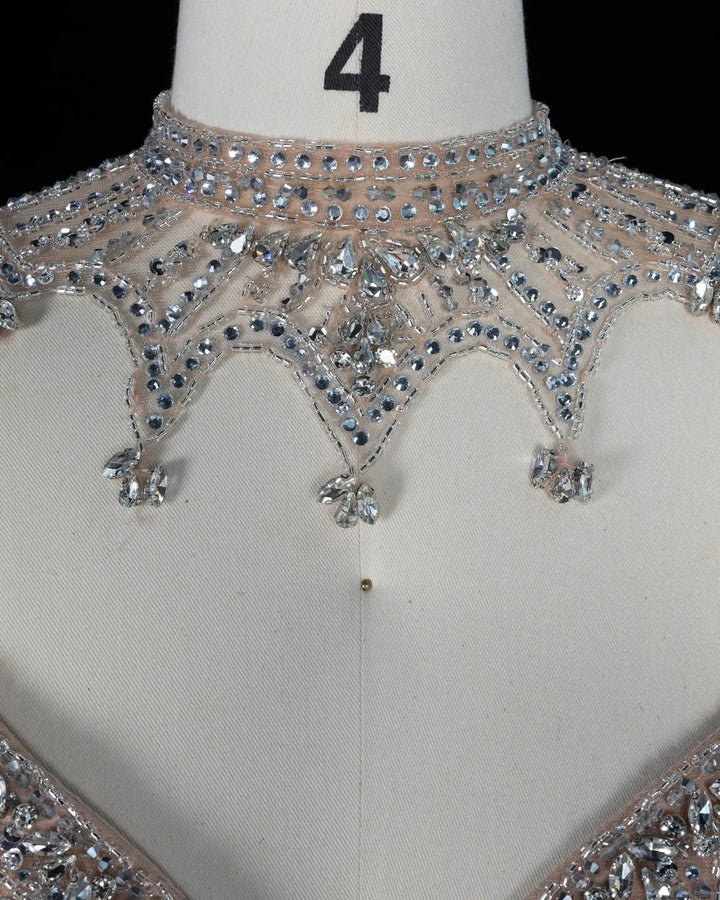 Dreamy Vow SS138 champagne rhinestone sweetheart cape evening dress