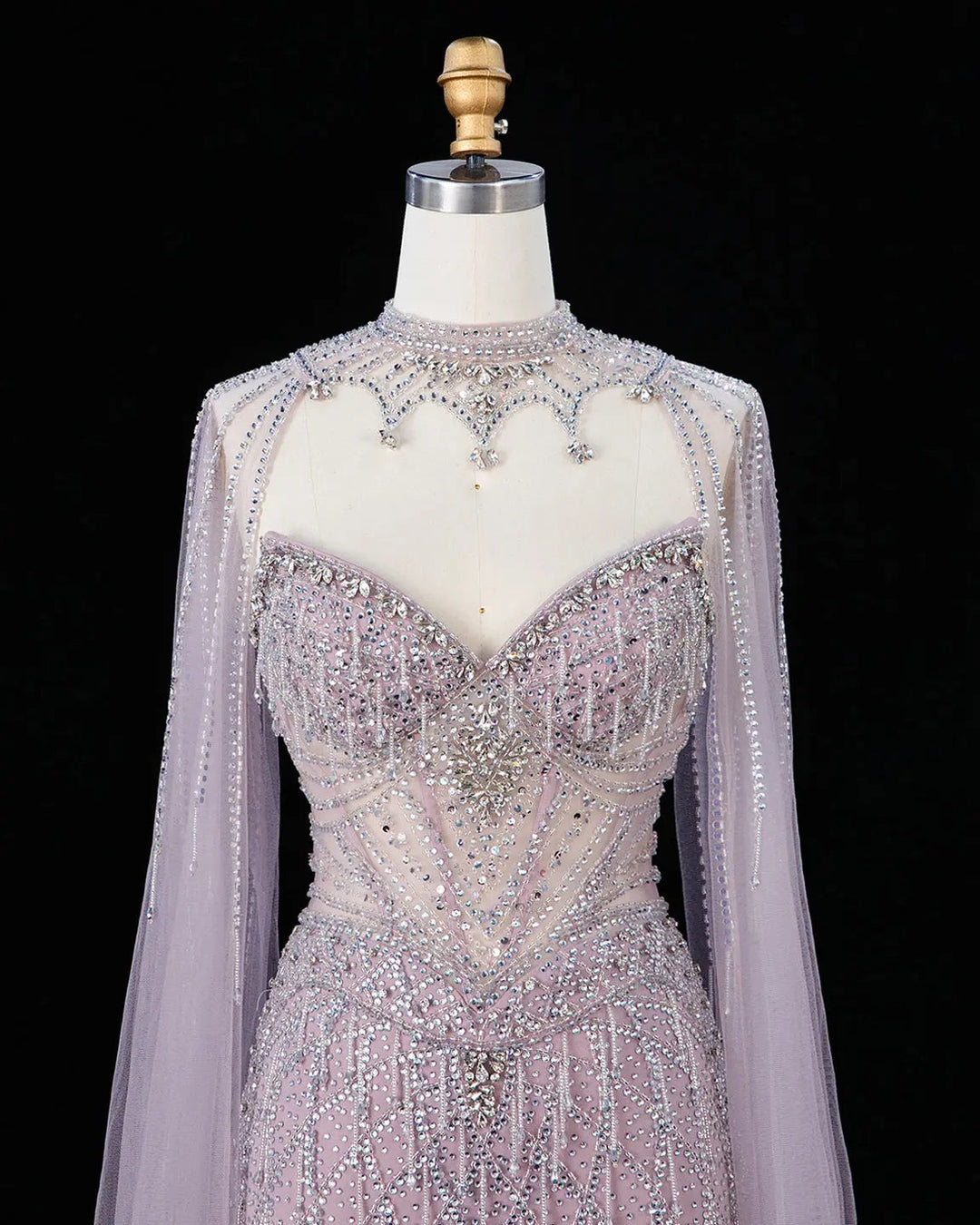Dreamy Vow SS138 pink crystal beaded sweetheart cape evening gown