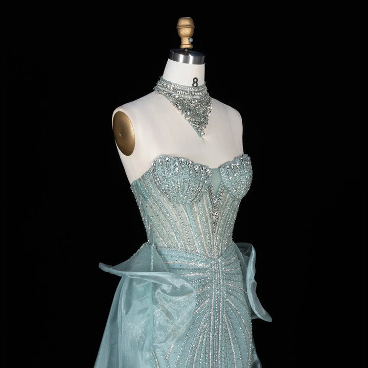 Dreamy Vow SS139 mint green crystal beaded strapless evening gown detail
