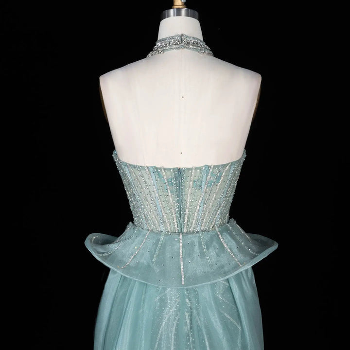 Dreamy Vow SS139 mint green crystal beaded strapless evening gown close up