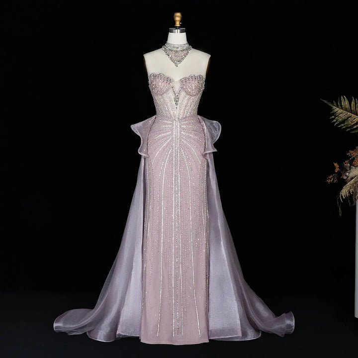 Dreamy Vow SS139 pink crystal beaded strapless evening gown bodice detail
