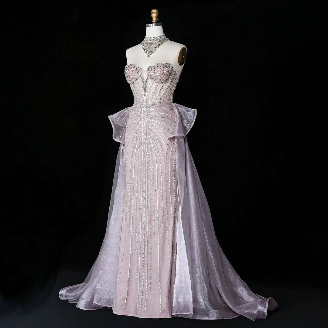 Dreamy Vow SS139 pink crystal beaded strapless evening gown embellishment detail