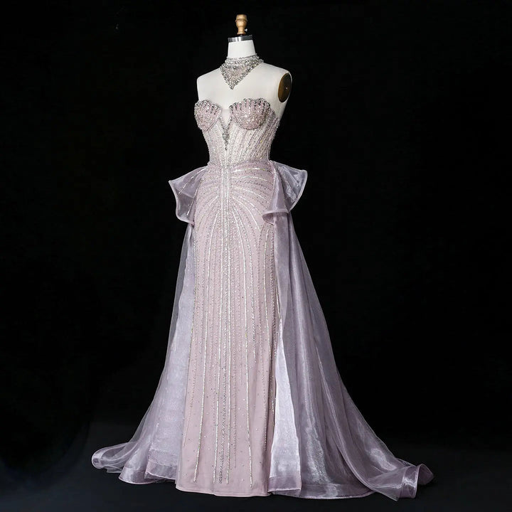 Dreamy Vow SS139 pink crystal beaded strapless evening gown embellishment detail