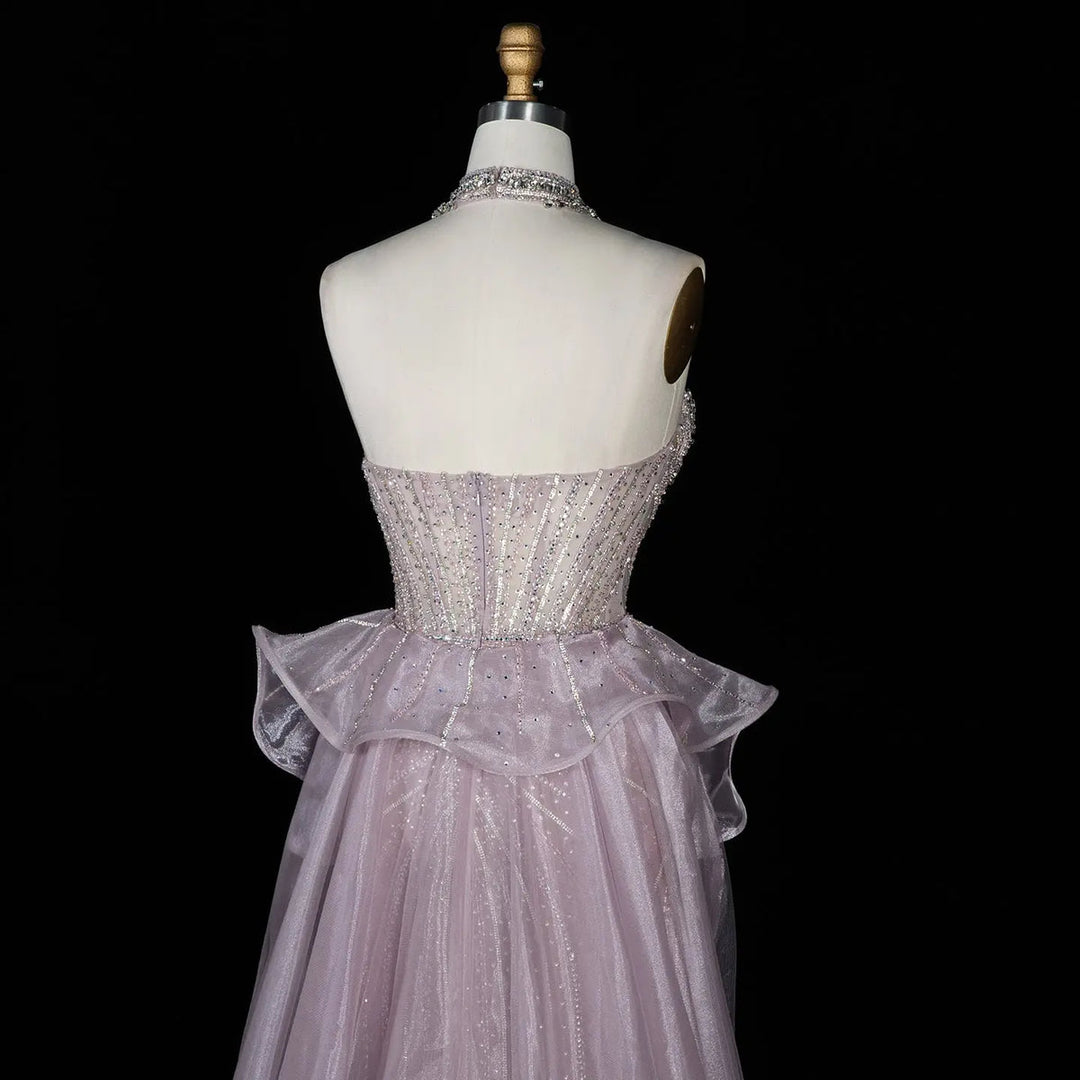 Dreamy Vow SS139 pink crystal beaded strapless evening gown back detail