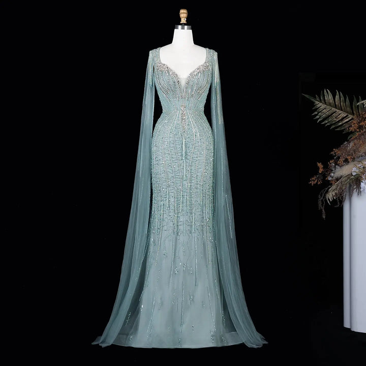 Dreamy Vow SS151 Green beaded evening gown, front