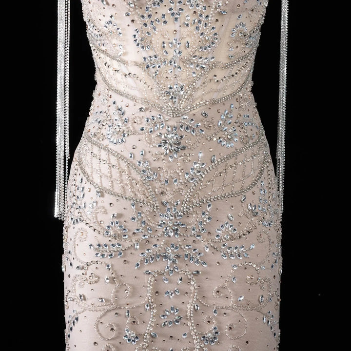 Dreamy Vow SS182 champagne crystal beaded bodice detail