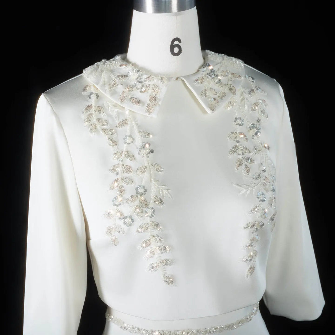 Dreamy Vow SS214 beige beaded two-piece evening dress back full view