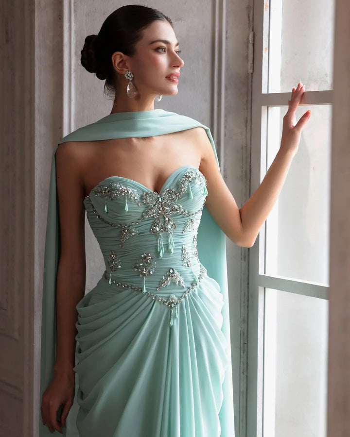 Dreamy Vow SS219 Aqua beaded evening gown, additional view 05