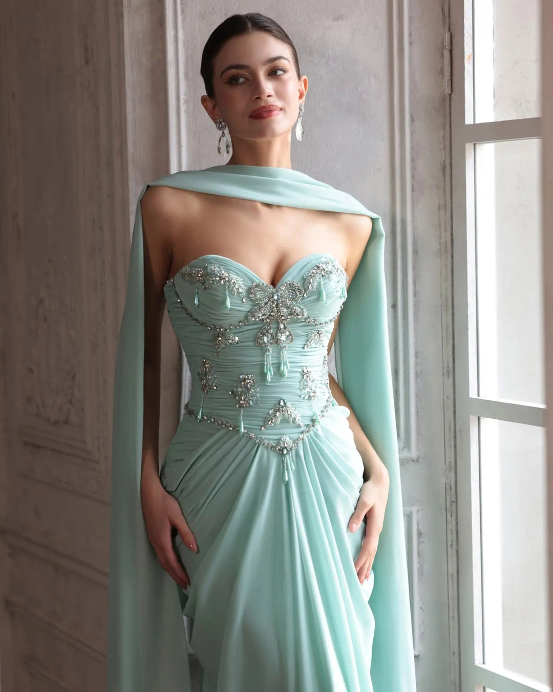 Dreamy Vow SS219 Aqua beaded evening gown, additional view 11