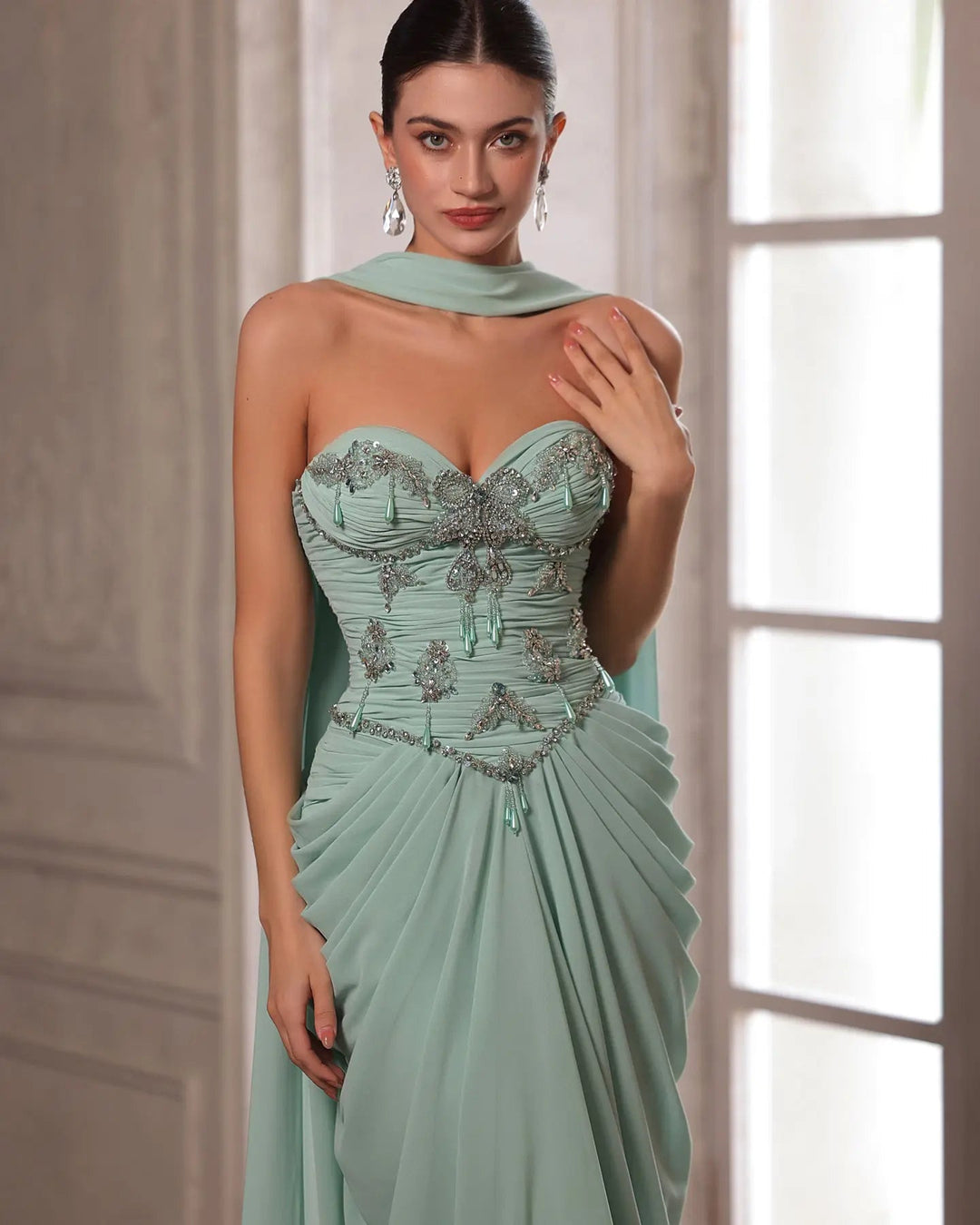 Dreamy Vow SS219 Aqua beaded evening gown, additional view 14