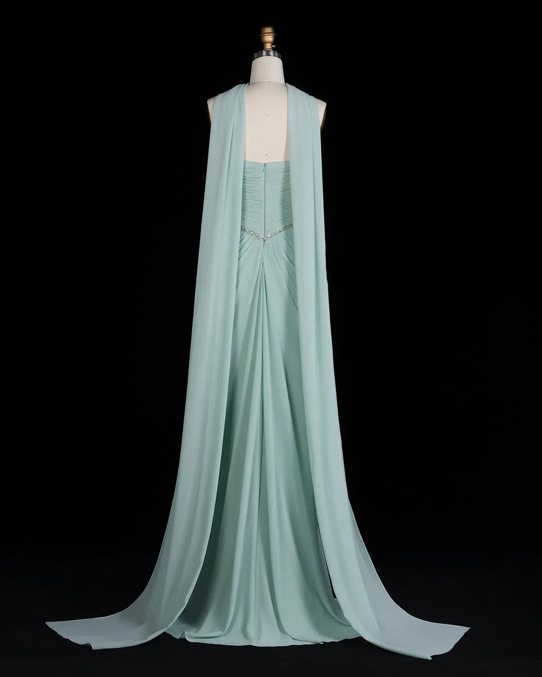 Dreamy Vow SS219 Aqua beaded evening gown, back