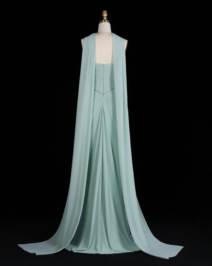 Dreamy Vow SS219 Aqua beaded evening gown, back