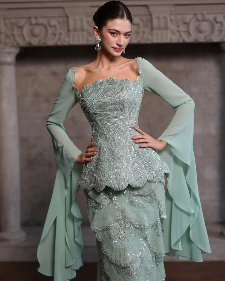 Dreamy Vow SS235 Sage Green beaded evening gown, additional view 02