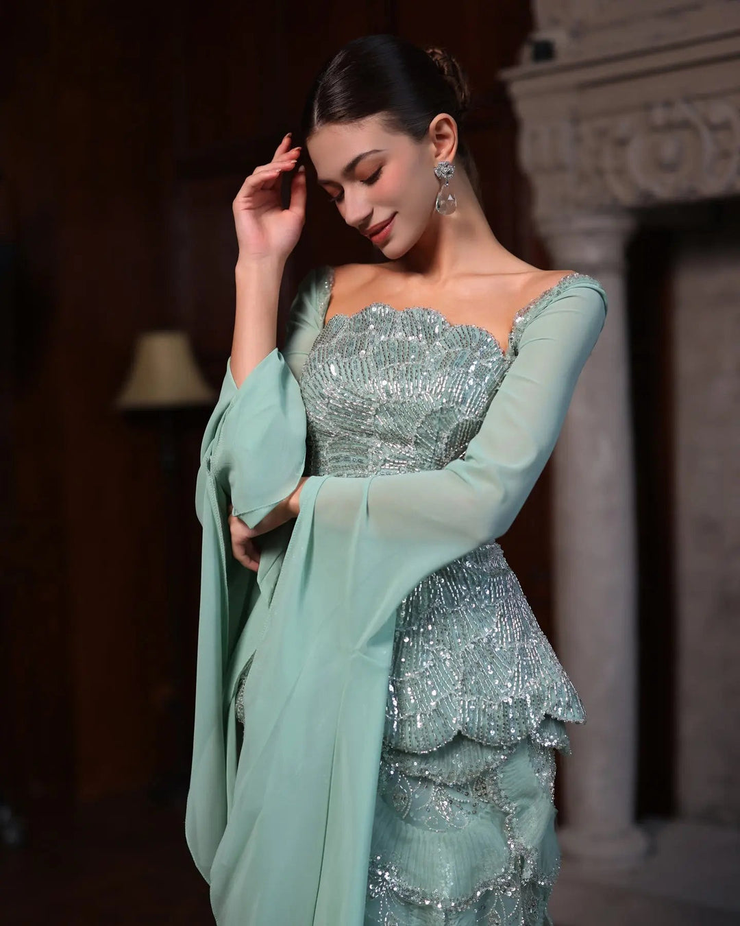Dreamy Vow SS235 Sage Green beaded evening gown, additional view 03