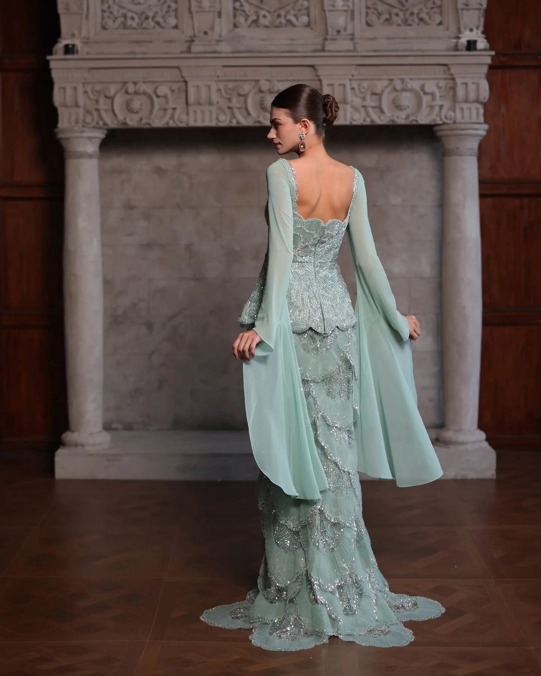 Dreamy Vow SS235 Sage Green beaded evening gown, additional view 05