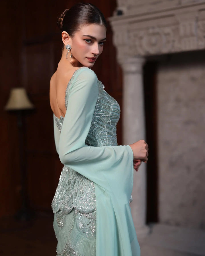 Dreamy Vow SS235 Sage Green beaded evening gown, additional view 06