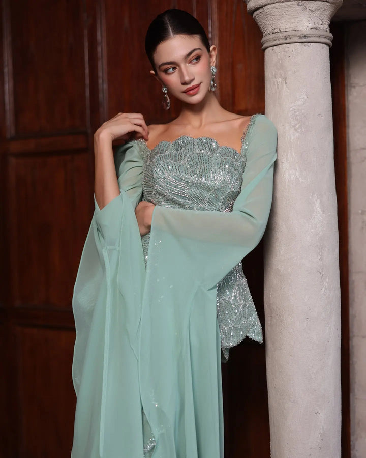Dreamy Vow SS235 Sage Green beaded evening gown, additional view 08