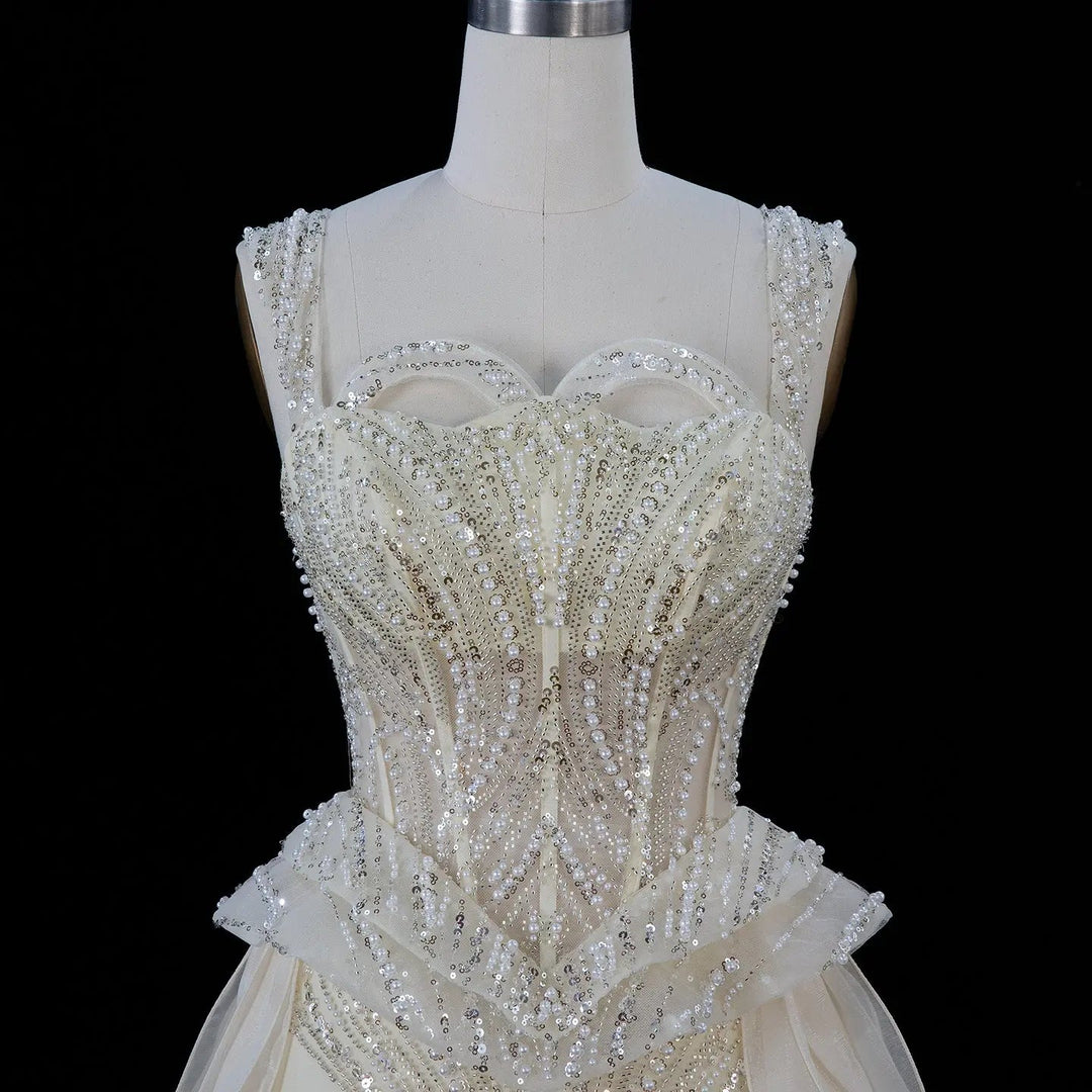 Dreamy Vow SS236 cream beaded evening dress back view