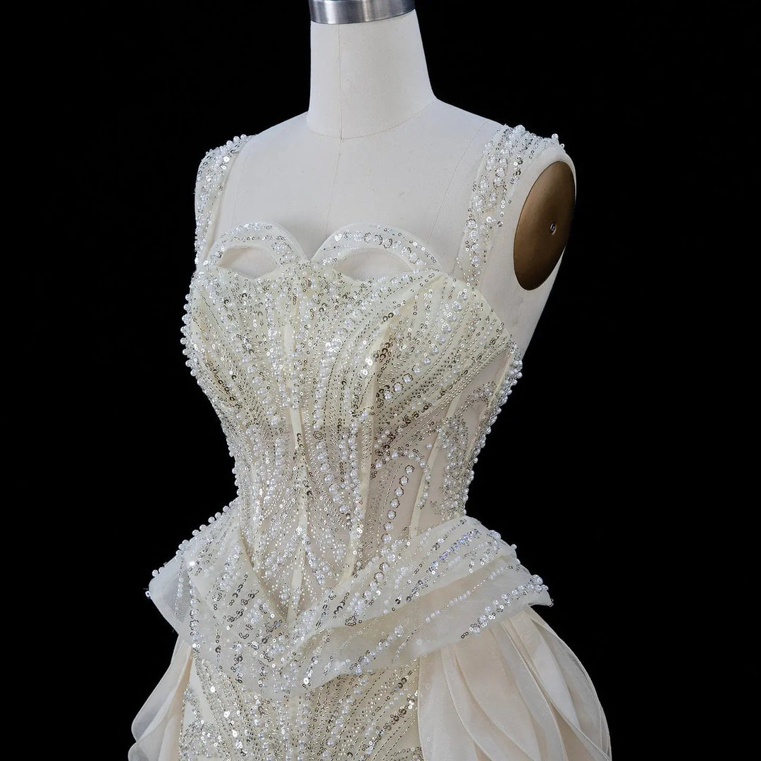 Dreamy Vow SS236 cream beaded evening dress bodice detail