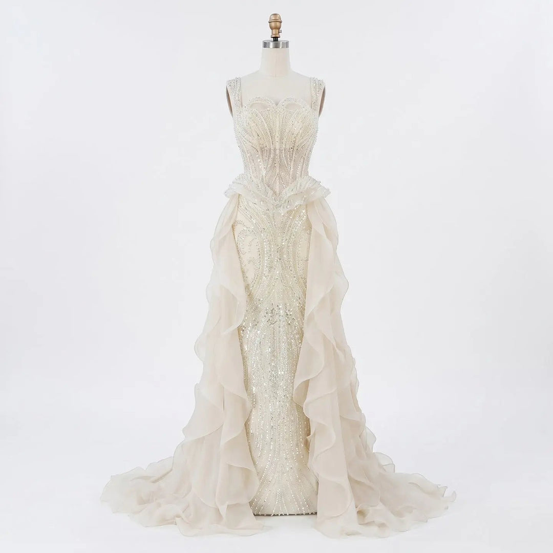 Dreamy Vow SS236 cream beaded evening dress model back