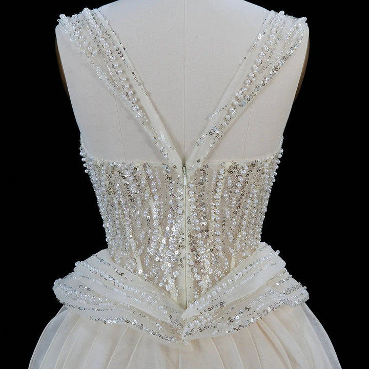 Dreamy Vow SS236 cream beaded evening dress model front