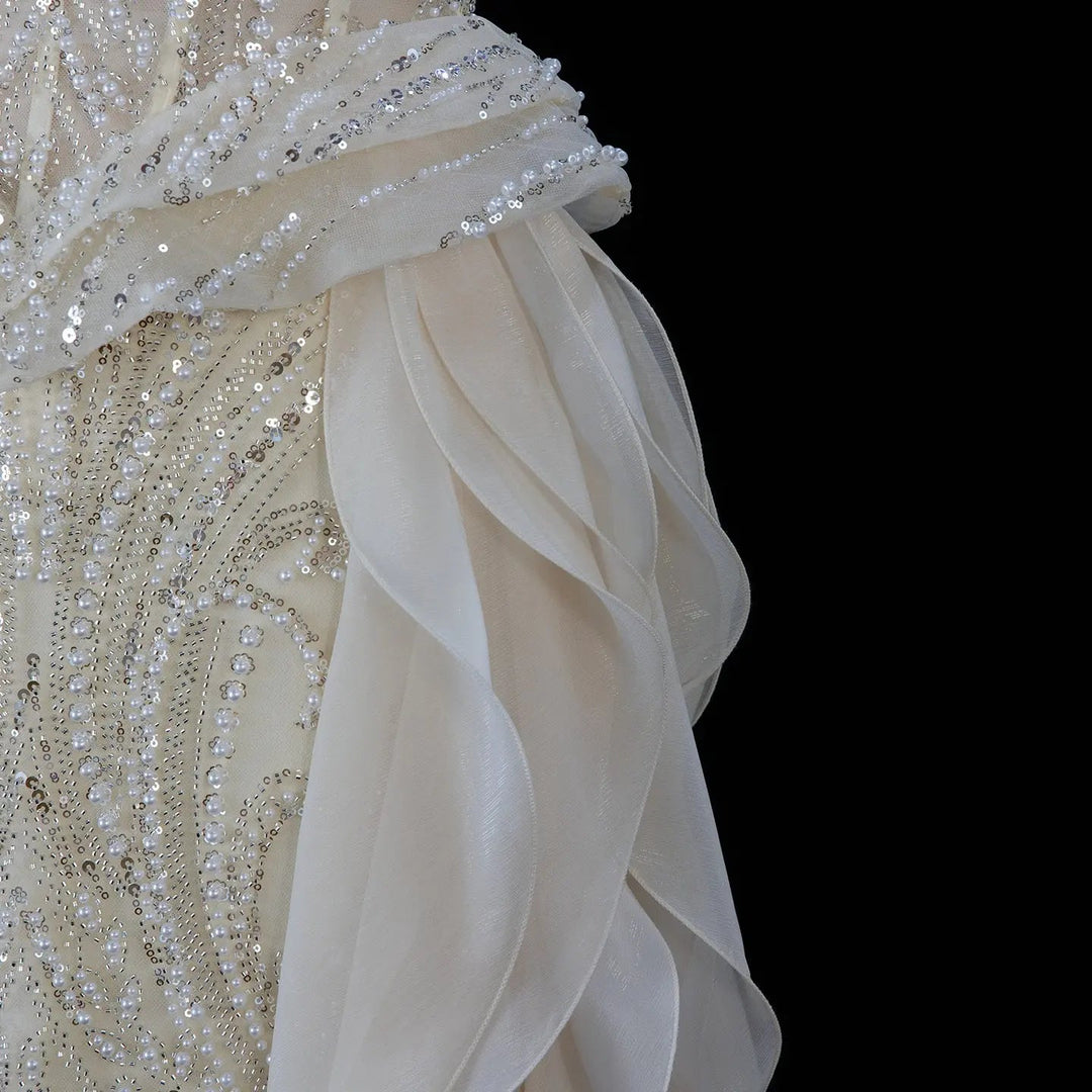 Dreamy Vow SS236 cream beaded evening dress side view