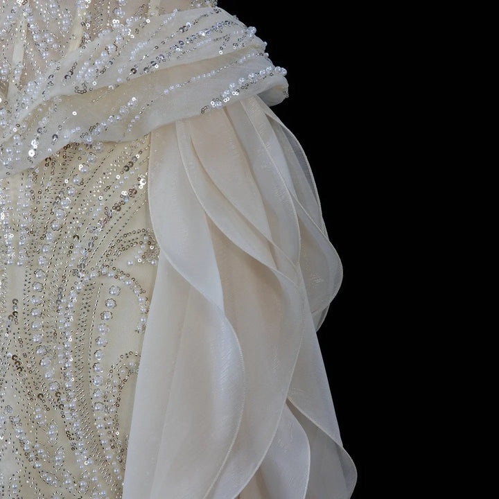 Dreamy Vow SS236 cream beaded evening dress side view