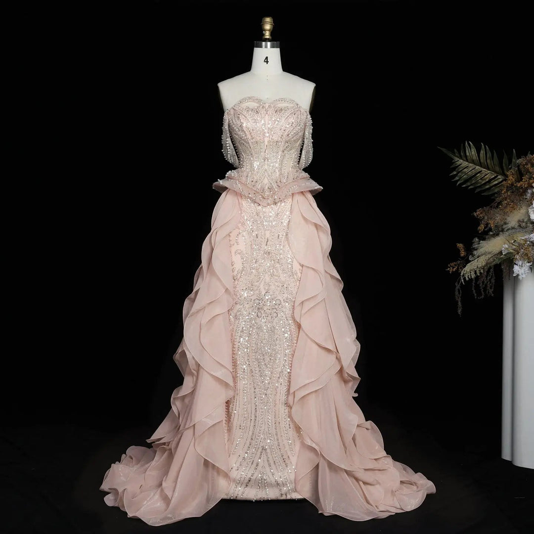 Dreamy Vow SS236 peach beaded evening dress beading detail