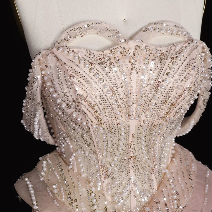 Dreamy Vow SS236 peach beaded evening dress model front