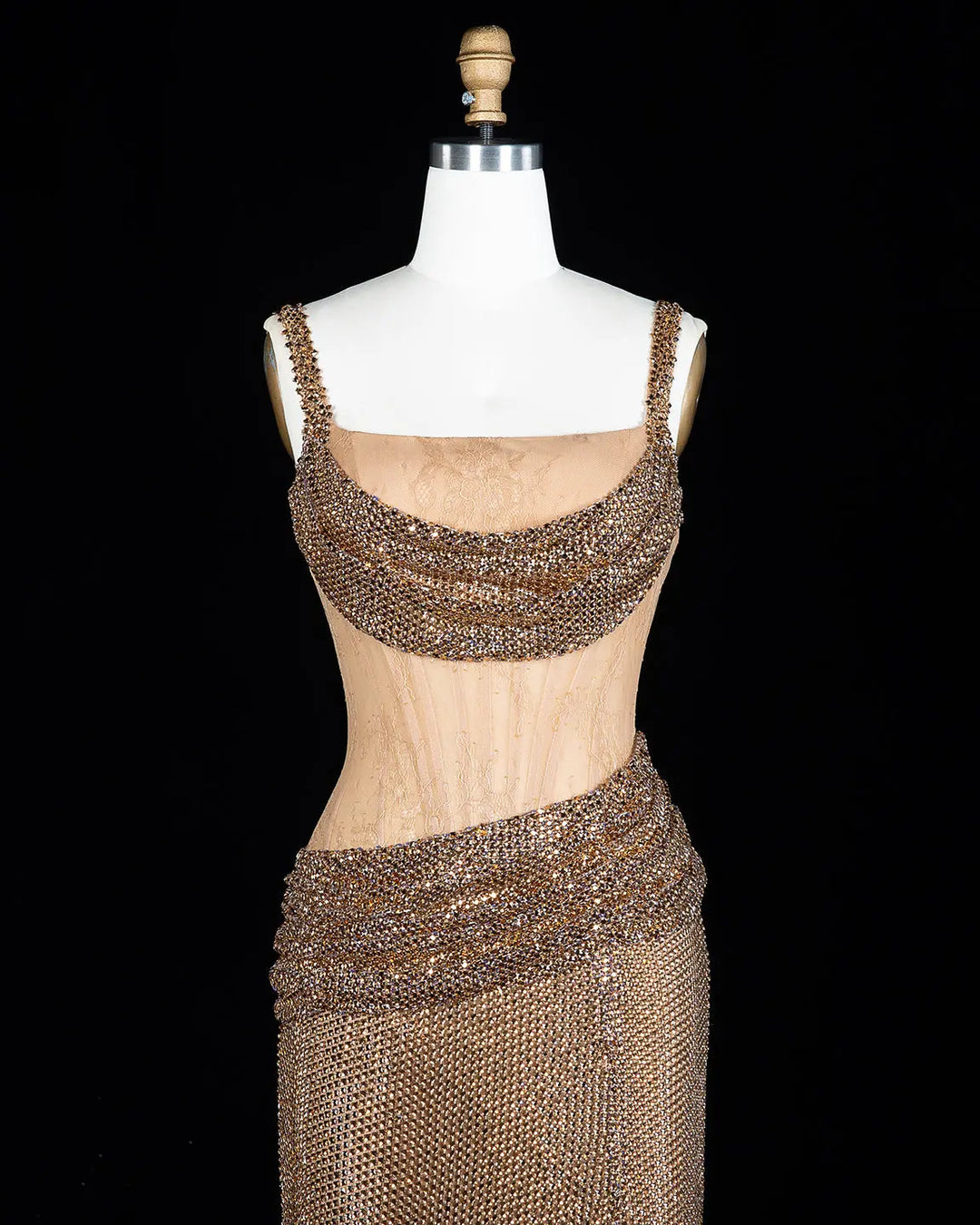 Dreamy Vow SS331 Champagne beaded evening gown, additional view 01