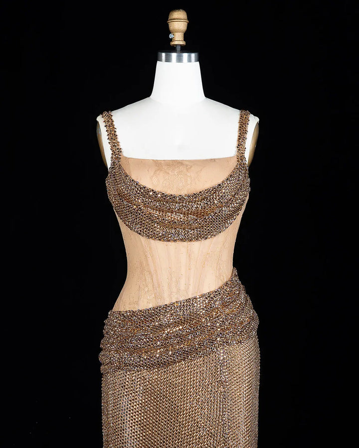 Dreamy Vow SS331 Champagne beaded evening gown, additional view 01