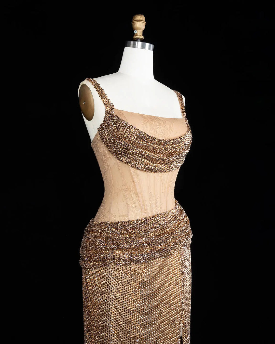 Dreamy Vow SS331 Champagne beaded evening gown, additional view 02