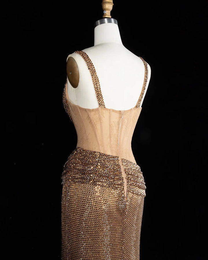 Dreamy Vow SS331 Champagne beaded evening gown, additional view 03