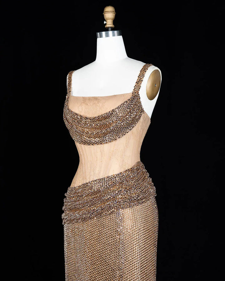 Dreamy Vow SS331 Champagne beaded evening gown, additional view 04