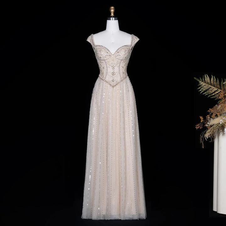 Dreamy Vow SS332 Champagne a-line evening gown front