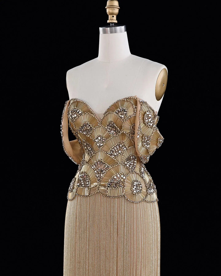 Dreamy Vow SS333 Gold beaded evening gown, additional view 02