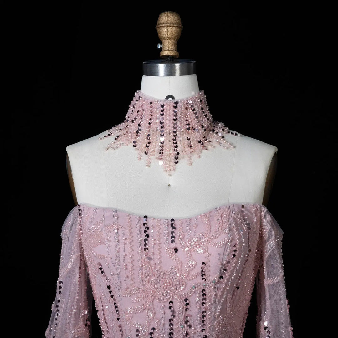 Dreamy Vow SS411 pink sequin evening dress bodice detail
