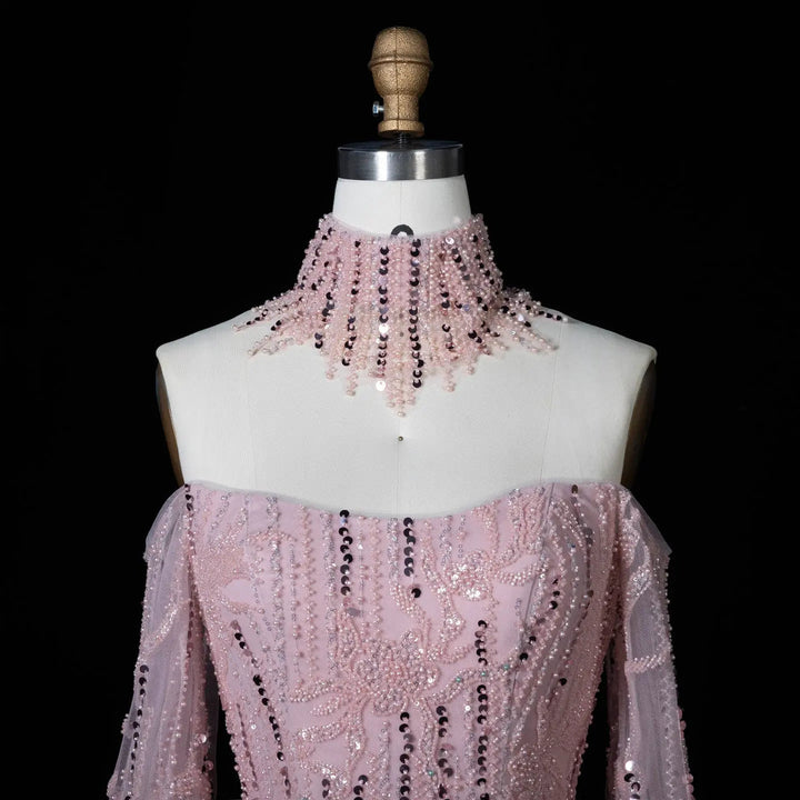 Dreamy Vow SS411 pink sequin evening dress bodice detail