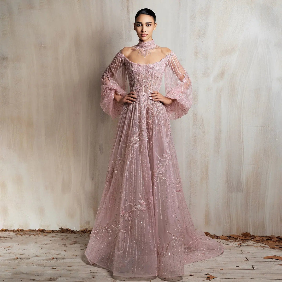 Dreamy Vow SS411 pink sequin evening dress sparkle detail