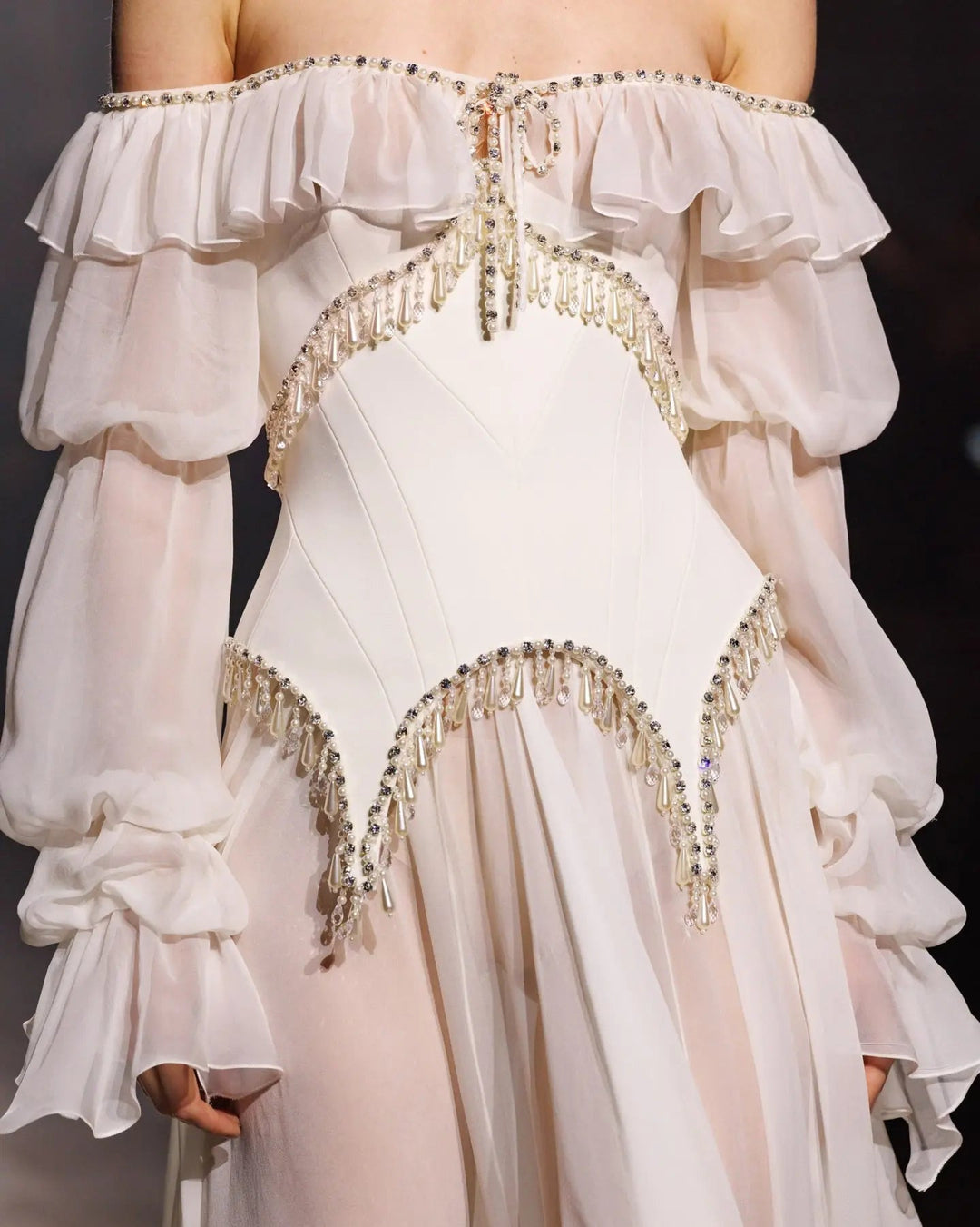 Luxury Pearl Pink Off-Shoulder Chiffon A-Line Evening Dress SS412