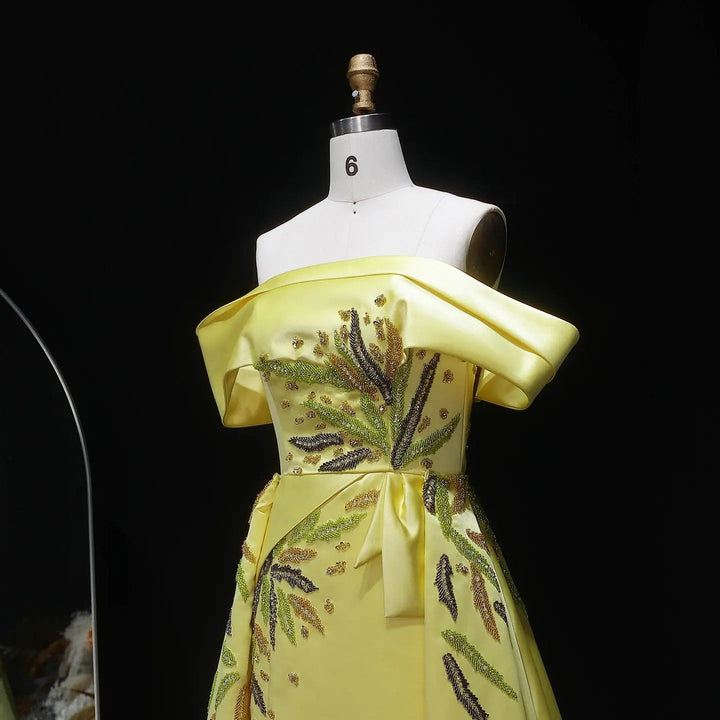 Dreamy Vow SS447 yellow crystal floral bodice close up