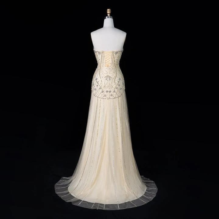 Dreamy Vow SS526 ivory crystal beaded cape mermaid evening gown