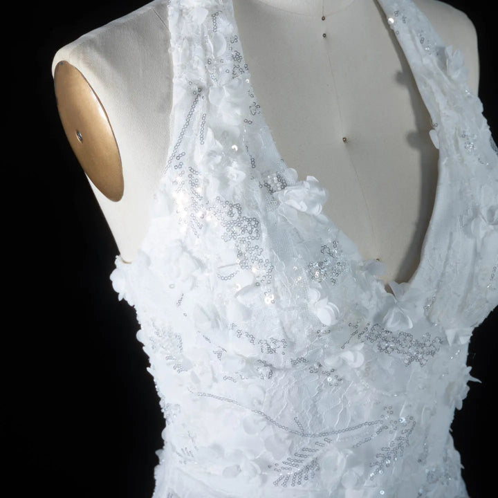 Dreamy Vow SS603 white sequin lace 3D floral detail