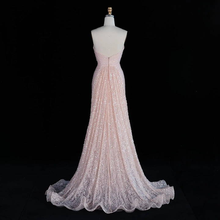 Dreamy Vow SS607 Blush Pink mermaid evening gown back