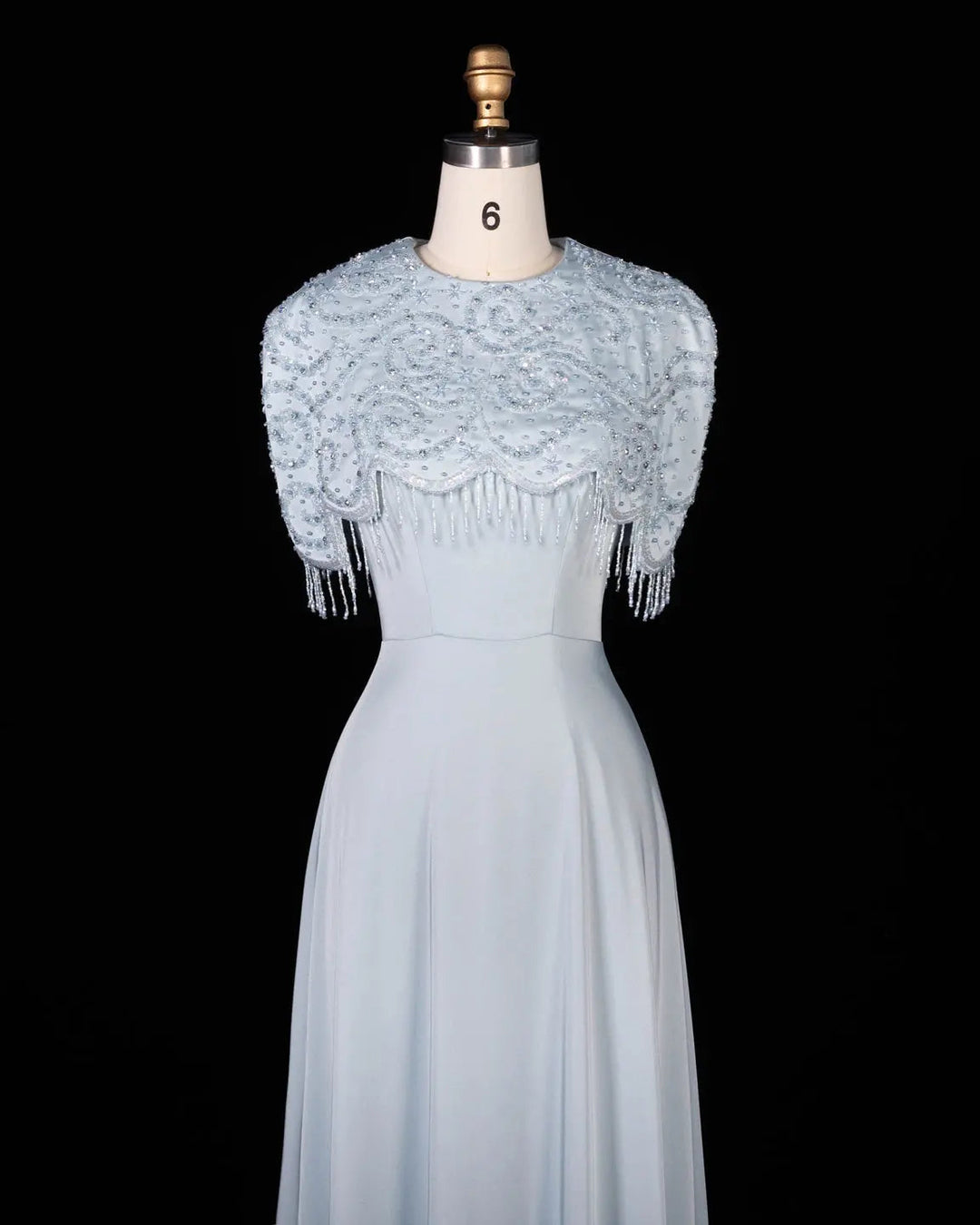 Dreamy Vow SS614 beaded cape chiffon fringe A-line evening dress